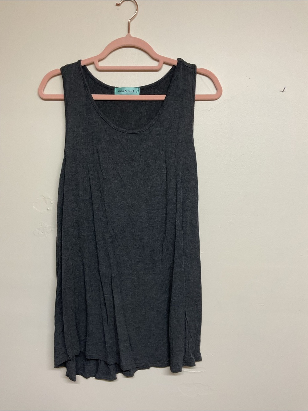 Chris & Carol Dark Charcoal Scoop Tank Top